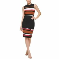 Outlet โค๏ธ Vince Camuto Petite Striped Sweater ๐ Dress Blk ๐