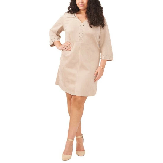 Buy ⭐ Vince Camuto Plus Size Faux-Suede Studded Shift 👗 Dress Latte 🌟 1 Buy ⭐ Vince Camuto Plus Size Faux-Suede Studded Shift 👗 Dress Latte 🌟