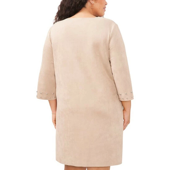 Buy ⭐ Vince Camuto Plus Size Faux-Suede Studded Shift 👗 Dress Latte 🌟 4 Buy ⭐ Vince Camuto Plus Size Faux-Suede Studded Shift 👗 Dress Latte 🌟 - Image 4