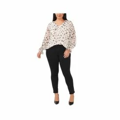 Best Pirce 🎁 Vince Camuto Plus Size Printed Blouson-Sleeve Top New Ivory 🎉 -Vince Camuto Sales Store unnamed file 1034