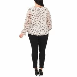Best Pirce 🎁 Vince Camuto Plus Size Printed Blouson-Sleeve Top New Ivory 🎉 -Vince Camuto Sales Store unnamed file 1035