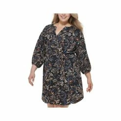 Promo 🔥 Vince Camuto Plus Size Printed 3/4-Sleeve Belted 👗 Dress Bml 😉 -Vince Camuto Sales Store unnamed file 1047