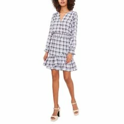 Best Pirce โ๏ธ Vince Camuto ๐ฉ Women's Plaid Fit & Flare ๐ Dress New Ivory โ