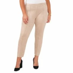 Outlet 🤩 Vince Camuto Plus Size Seamed Faux-Suede Leggings Latte 🌟