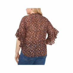 Discount 🥰 Vince Camuto Plus Size Printed Split-Neck Ruffle-Sleeve Blouse Classic Navy 🔥 -Vince Camuto Sales Store unnamed file 1098