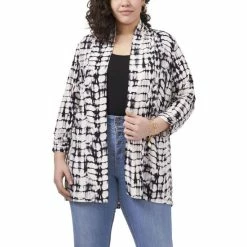 Best reviews of ✔️ Vince Camuto Plus Size Tie Dye Shawl Cardigan Rich Black 💯