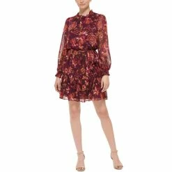 Best Sale ๐ Vince Camuto Petite Floral-Print Fit & Flare ๐ Dress Wine ๐