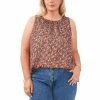 Cheap 🎁 Vince Camuto Plus Size Metallic Printed Sleeveless Top Classic Navy ⌛