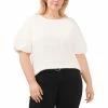 Best Pirce ❤️ Vince Camuto Plus Size Puff-Sleeve Crewneck Top New Ivory ⭐