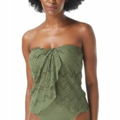 Budget ⌛ Vince Camuto Crochet Draped Tankini Top Safari Green ❤️