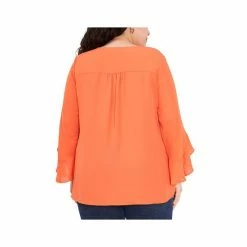 Best deal 👏 Vince Camuto Plus Size Flutter-Sleeve Crossover-Hem Top Tiger Lily 🌟 -Vince Camuto Sales Store unnamed file 1159