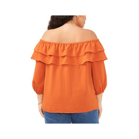 New ❤️ Vince Camuto Plus Size Off-The-Shoulder Blouson-Sleeve Top Citrus Spice ❤️ 2 New ❤️ Vince Camuto Plus Size Off-The-Shoulder Blouson-Sleeve Top Citrus Spice ❤️ - Image 2