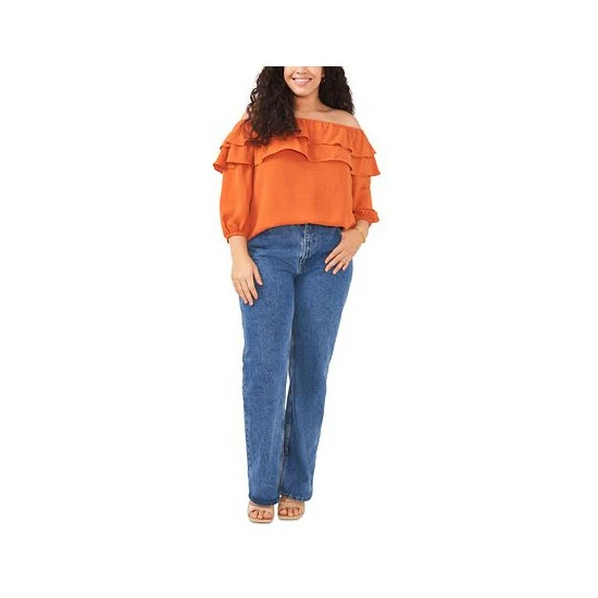 New ❤️ Vince Camuto Plus Size Off-The-Shoulder Blouson-Sleeve Top Citrus Spice ❤️ 3 New ❤️ Vince Camuto Plus Size Off-The-Shoulder Blouson-Sleeve Top Citrus Spice ❤️ - Image 3