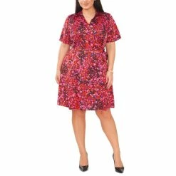Promo 🎉 Vince Camuto Plus Size Floral Collared Wrap 👗 Dress Lavender Haze ✔️
