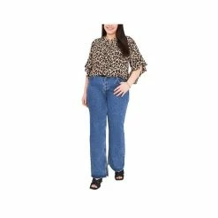 Outlet 🎁 Vince Camuto Plus Size Printed Ruffle-Sleeve Henley Top Rich Black 💯 -Vince Camuto Sales Store unnamed file 1184