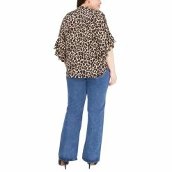 Outlet 🎁 Vince Camuto Plus Size Printed Ruffle-Sleeve Henley Top Rich Black 💯 -Vince Camuto Sales Store unnamed file 1185