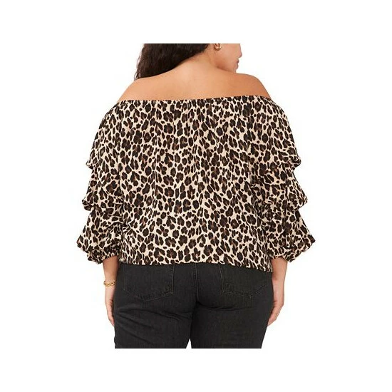 Flash Sale 🔔 Vince Camuto Plus Size Leopard-Print Off-The-Shoulder Top Rich Black 🥰 2 Flash Sale 🔔 Vince Camuto Plus Size Leopard-Print Off-The-Shoulder Top Rich Black 🥰 - Image 2