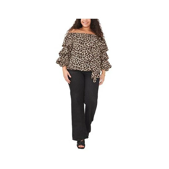 Flash Sale 🔔 Vince Camuto Plus Size Leopard-Print Off-The-Shoulder Top Rich Black 🥰 3 Flash Sale 🔔 Vince Camuto Plus Size Leopard-Print Off-The-Shoulder Top Rich Black 🥰 - Image 3