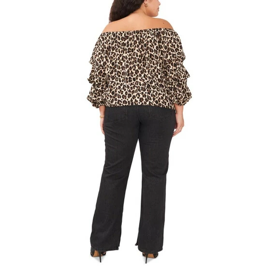 Flash Sale 🔔 Vince Camuto Plus Size Leopard-Print Off-The-Shoulder Top Rich Black 🥰 4 Flash Sale 🔔 Vince Camuto Plus Size Leopard-Print Off-The-Shoulder Top Rich Black 🥰 - Image 4