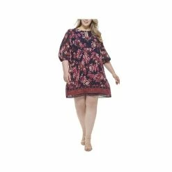 Wholesale ❤️ Vince Camuto Vine Camuto Plus Size Printed Tie-Neck 👗 Dress Bergandy 😉 -Vince Camuto Sales Store unnamed file 1199