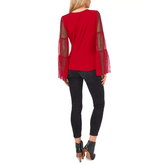 Coupon π Vince Camuto π© Women's Mesh Bell-Sleeve Top Vermillion π 6 Coupon π Vince Camuto π© Women's Mesh Bell-Sleeve Top Vermillion π - Image 6