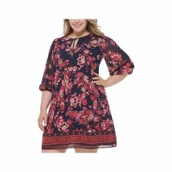 Wholesale ❤️ Vince Camuto Vine Camuto Plus Size Printed Tie-Neck 👗 Dress Bergandy 😉 -Vince Camuto Sales Store unnamed file 1201