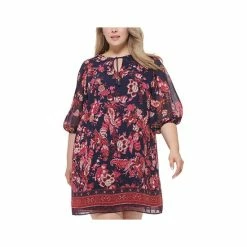 Wholesale ❤️ Vince Camuto Vine Camuto Plus Size Printed Tie-Neck 👗 Dress Bergandy 😉 -Vince Camuto Sales Store unnamed file 1202
