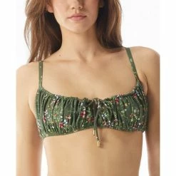 Promo ๐ Vince Camuto ๐ฉ Women's Printed Gathered ๐ Bikini Top Safari Green ๐