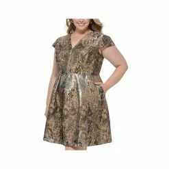 Cheapest ⭐ Vince Camuto Plus Size Metallic Jacquard Fit & Flare 👗 Dress Slate 🎉 -Vince Camuto Sales Store unnamed file 1266