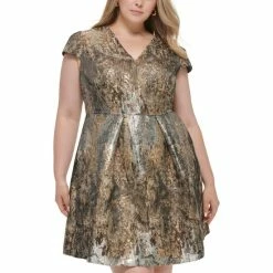 Cheapest ⭐ Vince Camuto Plus Size Metallic Jacquard Fit & Flare 👗 Dress Slate 🎉 -Vince Camuto Sales Store unnamed file 1267
