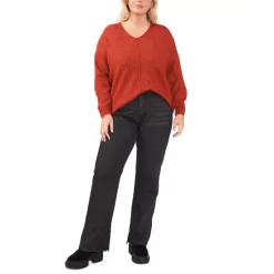 Cheapest 🌟 Vince Camuto Plus Size Cozy V-Neck Long Sleeve Sweater Rust 🧨 -Vince Camuto Sales Store unnamed file 127