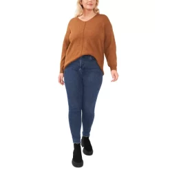 Cheapest 🌟 Vince Camuto Plus Size Cozy V-Neck Long Sleeve Sweater Rust 🧨 -Vince Camuto Sales Store unnamed file 128