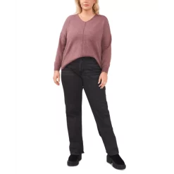 Cheapest 🌟 Vince Camuto Plus Size Cozy V-Neck Long Sleeve Sweater Rust 🧨 -Vince Camuto Sales Store unnamed file 130