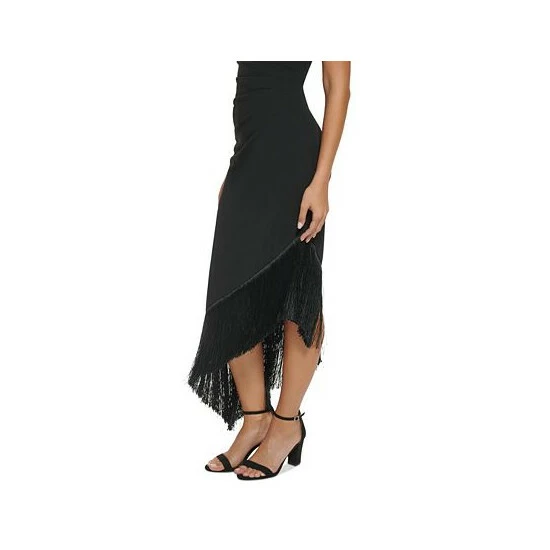 Discount 𧨠Vince Camuto π© Women's One-Shoulder High-Low Fringe-Hem Midi π Dress Black π 3 Discount 𧨠Vince Camuto π© Women's One-Shoulder High-Low Fringe-Hem Midi π Dress Black π - Image 3