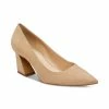Best Pirce 💯 Vince Camuto 👩 Women's Hailenda Pointed-Toe Flare-Heel Pumps Coconut Cream Leather 🔥
