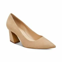 Best Pirce 💯 Vince Camuto 👩 Women's Hailenda Pointed-Toe Flare-Heel Pumps Coconut Cream Leather 🔥