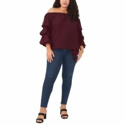 Top 10 ⌛ Vince Camuto Plus Size Off-The-Shoulder Tiered Sleeve Blouse Crisp Merlot 🤩 -Vince Camuto Sales Store unnamed file 1318