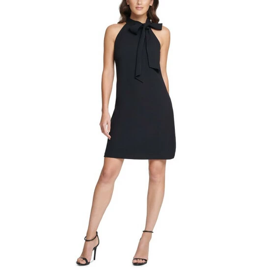 Outlet ✨ Vince Camuto Petite Tie-Neck Shift 👗 Dress Black ❤️ 1 Outlet ✨ Vince Camuto Petite Tie-Neck Shift 👗 Dress Black ❤️