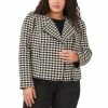 New 🤩 Vince Camuto Plus Size Houndstooth Moto Jacket Rich Black 😉