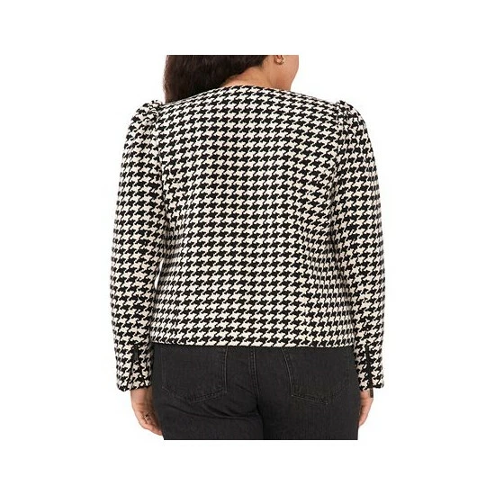 New ๐คฉ Vince Camuto Plus Size Houndstooth Moto Jacket Rich Black ๐ 3 New ๐คฉ Vince Camuto Plus Size Houndstooth Moto Jacket Rich Black ๐ - Image 3