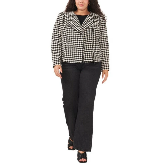New ๐คฉ Vince Camuto Plus Size Houndstooth Moto Jacket Rich Black ๐ 4 New ๐คฉ Vince Camuto Plus Size Houndstooth Moto Jacket Rich Black ๐ - Image 4