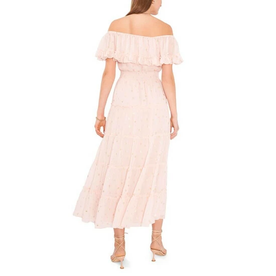 Hot Sale π Vince Camuto π© Women's Foiled Tiered Off-The-Shoulder Maxi π Dress βοΈ Summer Rose π€© 2 Hot Sale π Vince Camuto π© Women's Foiled Tiered Off-The-Shoulder Maxi π Dress βοΈ Summer Rose π€© - Image 2
