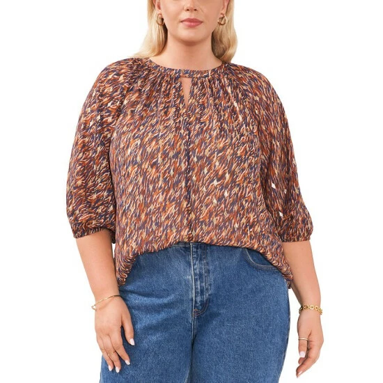 Brand new 🌟 Vince Camuto Plus Size Metallic Printed 3/4-Sleeve Blouse Classic Navy ✨ 1 Brand new 🌟 Vince Camuto Plus Size Metallic Printed 3/4-Sleeve Blouse Classic Navy ✨