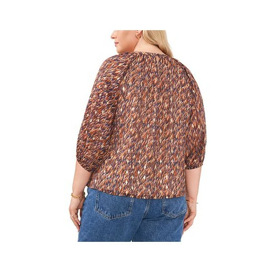 Brand new 🌟 Vince Camuto Plus Size Metallic Printed 3/4-Sleeve Blouse Classic Navy ✨ 3 Brand new 🌟 Vince Camuto Plus Size Metallic Printed 3/4-Sleeve Blouse Classic Navy ✨ - Image 3