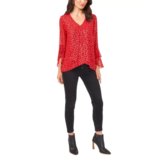 Cheapest ๐ Vince Camuto Metallic-Print Flutter-Sleeve Top Vermillion ๐ฅฐ 5 Cheapest ๐ Vince Camuto Metallic-Print Flutter-Sleeve Top Vermillion ๐ฅฐ - Image 5