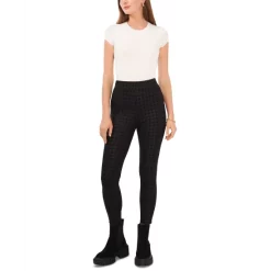 Best Pirce 🥰 Vince Camuto Plaid Flutter-Sleeve Henley Blouse Rich Black 😉