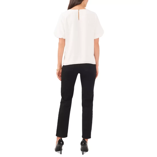 Best deal 👍 Vince Camuto 👩 Women's Textured Crewneck Puff-Sleeve Blouse New Ivory 🎁 5 Best deal 👍 Vince Camuto 👩 Women's Textured Crewneck Puff-Sleeve Blouse New Ivory 🎁 - Image 5