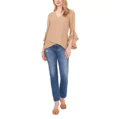 Top 10 ⭐ Vince Camuto 👩 Women's V-Neck Long Sleeve Striped Sweater Crisp Merlot ⌛