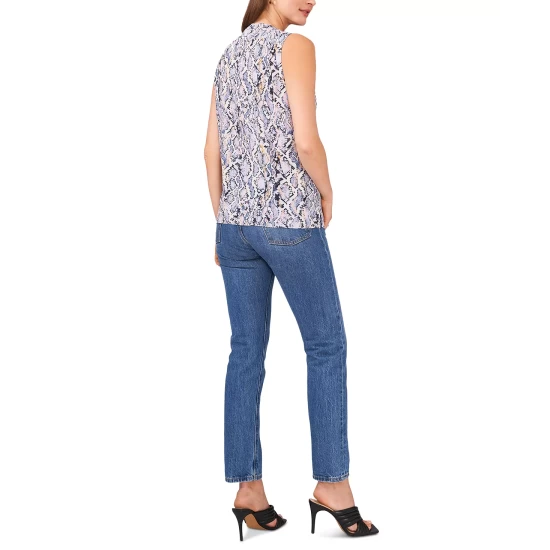 Best deal ๐ Vince Camuto ๐ฉ Women's Snakeskin-Print Ruffled Sleeveless Top Blue Cloud ๐ 5 Best deal ๐ Vince Camuto ๐ฉ Women's Snakeskin-Print Ruffled Sleeveless Top Blue Cloud ๐ - Image 5