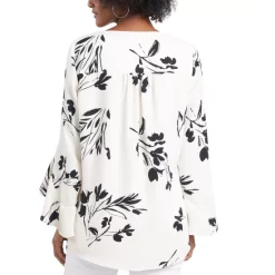 Best reviews of 🔥 Vince Camuto 👩 Women's Printed V-Neck Ruffled-Sleeve 👗 Dress New Ivory 😍